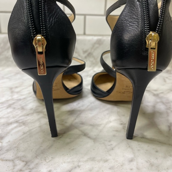 Jimmy Choo, T-Strap heels, zipper back heel. Gently worn a few times. Sz 37 1/2 - Picture 6 of 7